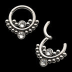 Bezel Set Swarovski Crystal Cluster Beads Front Facing Hinged Segment Clicker Hoop Earring / Nosering – Titanium
