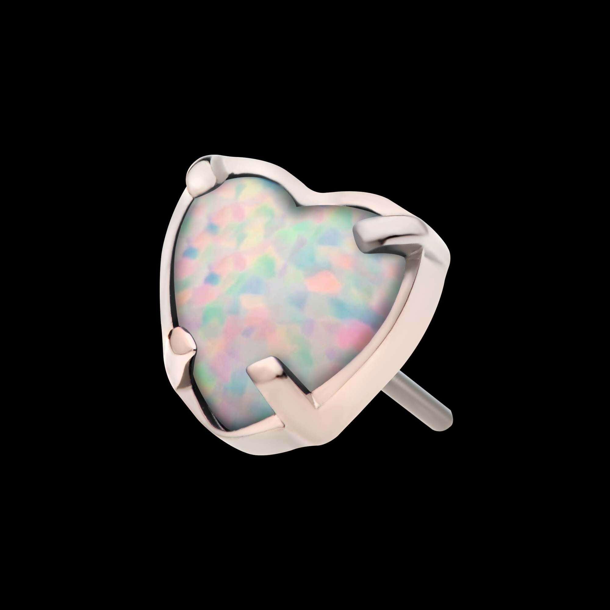 Titanium Threadless with Prong Set Opal Heart Top