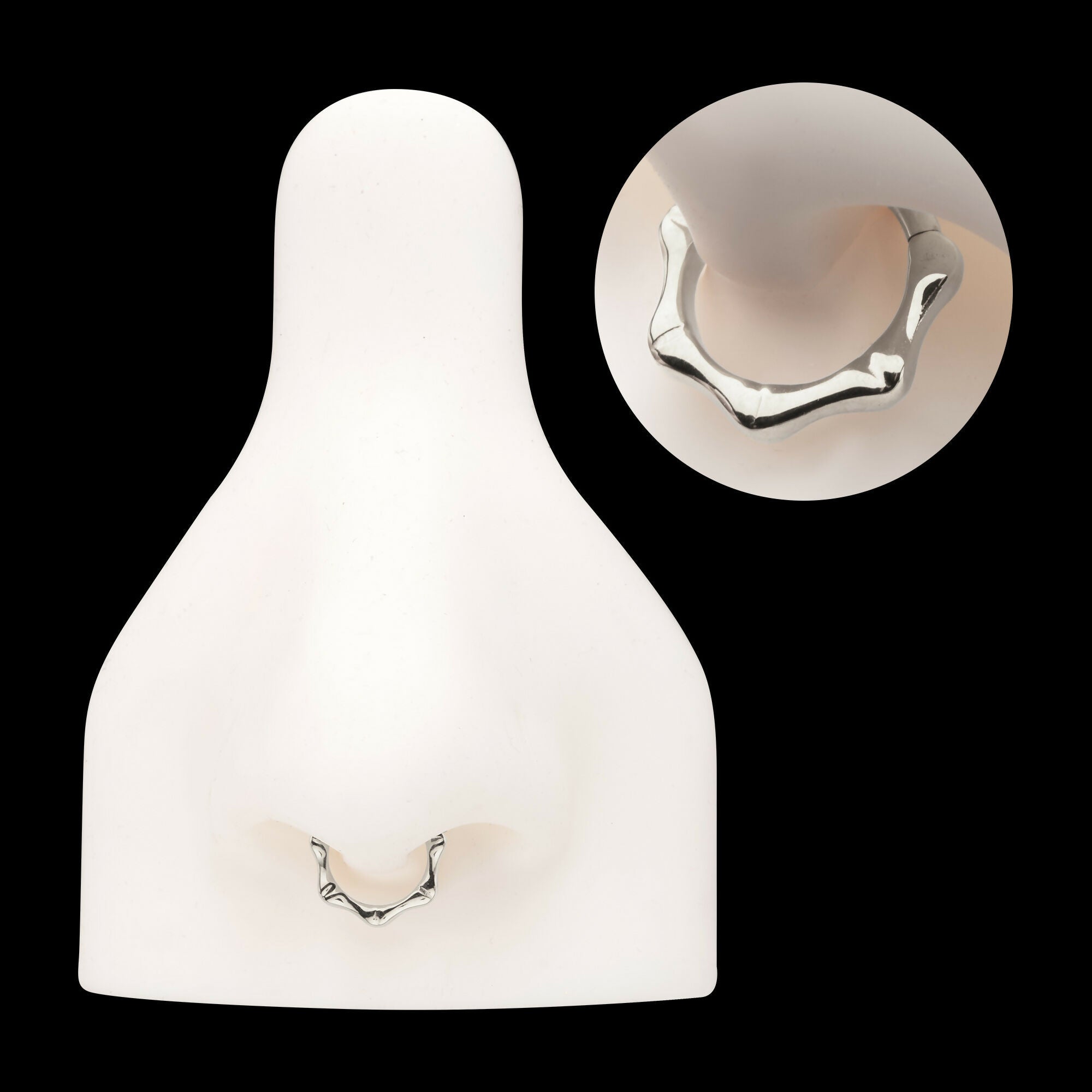 Bone Shaped Front Facing Hinged Segment Clicker Hoop Earring / Nosering – Titanium