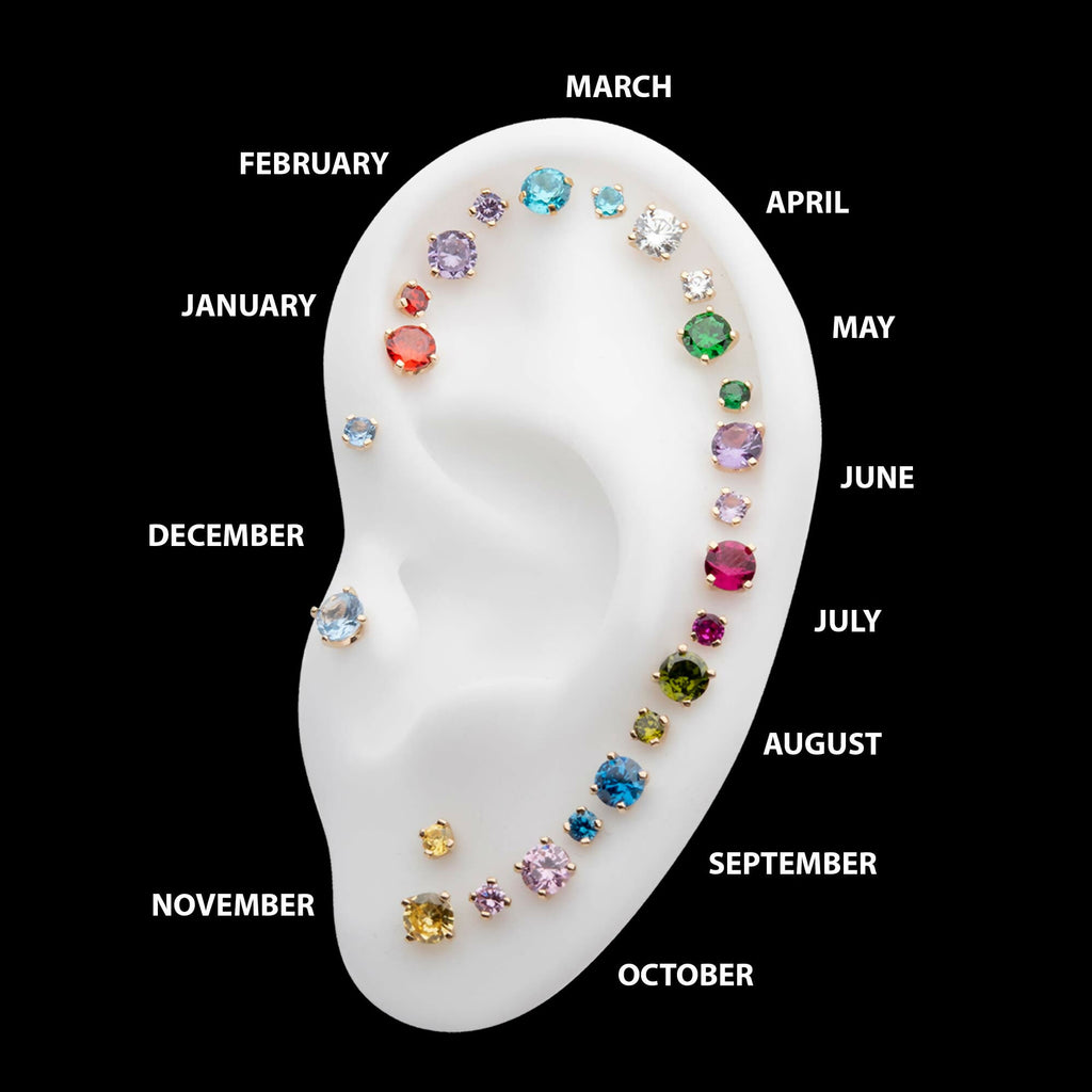 14Kt Gold Threadless with Prong Set Birthstone Top