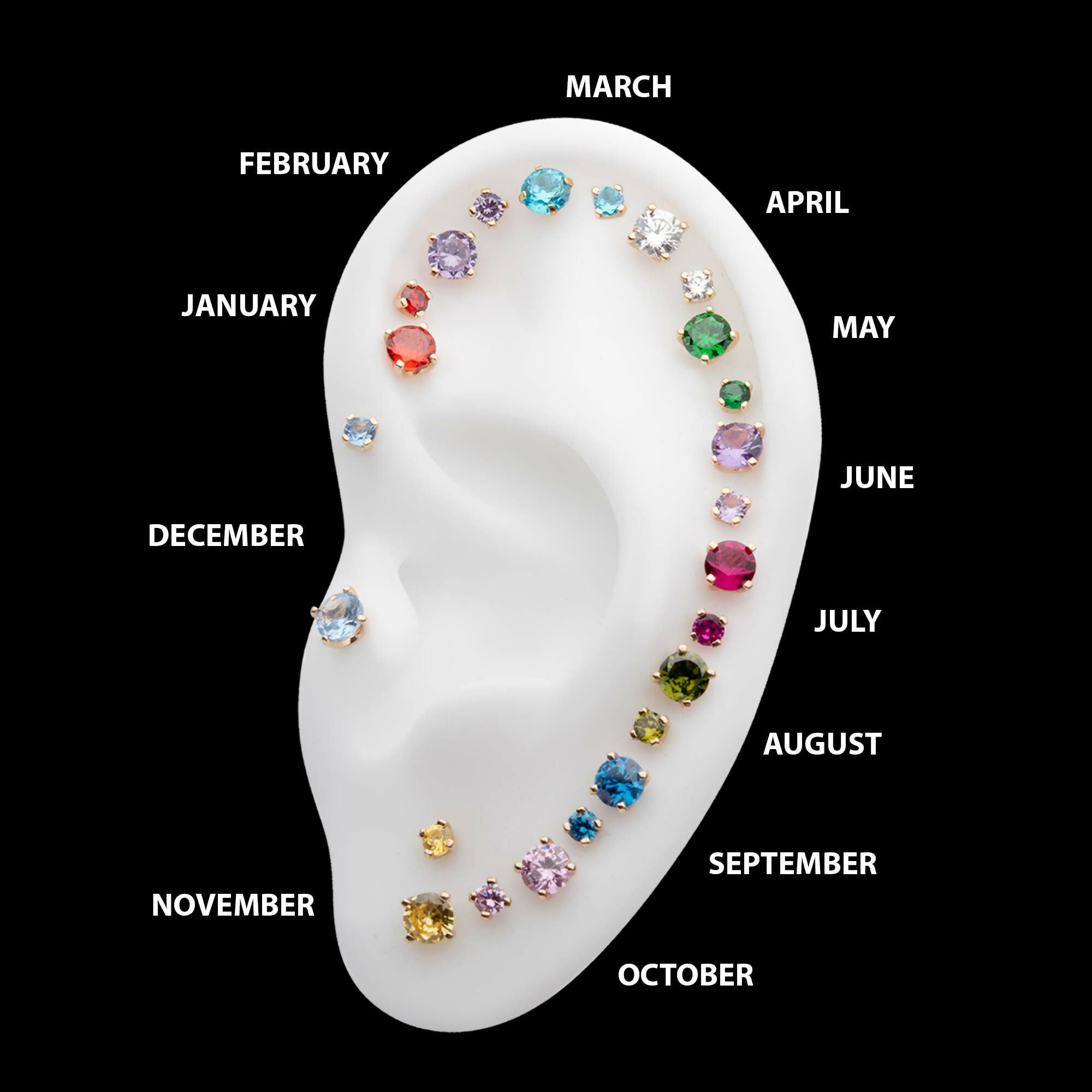 14Kt Gold Threadless with Prong Set Birthstone Top