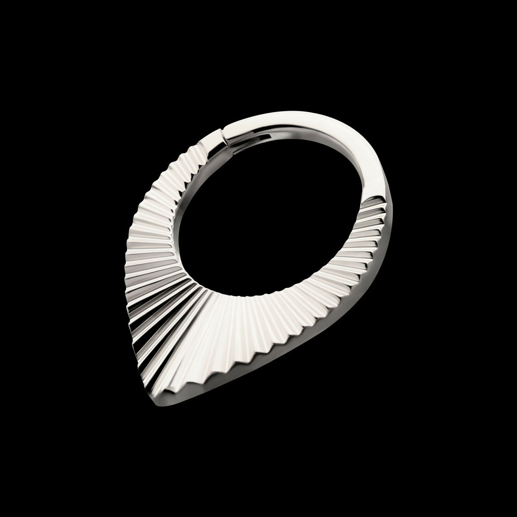 Radiant Teardrop Hoop Front Facing Hinged Segment Clicker Earring / Nosering – Titanium
