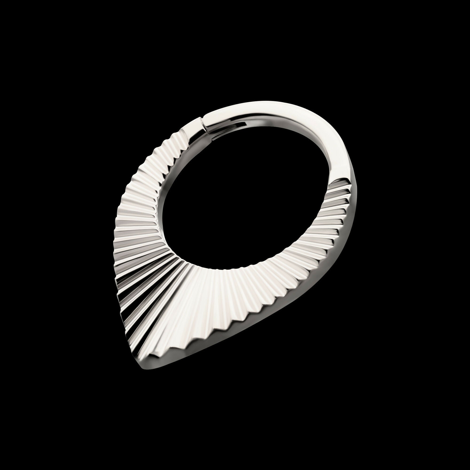 Radiant Teardrop Hoop Front Facing Hinged Segment Clicker Earring / Nosering – Titanium