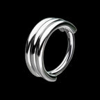 Triple Stack Design Side Facing Hinged Segment Clicker Hoop Earring / Nosering – Titanium