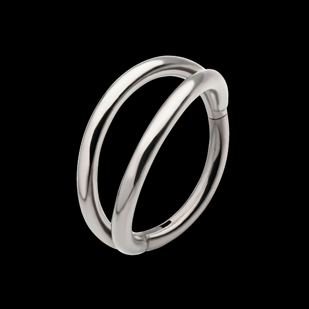 Double Hoop Side Facing Hinged Segment Clicker Earring / Nosering – Titanium