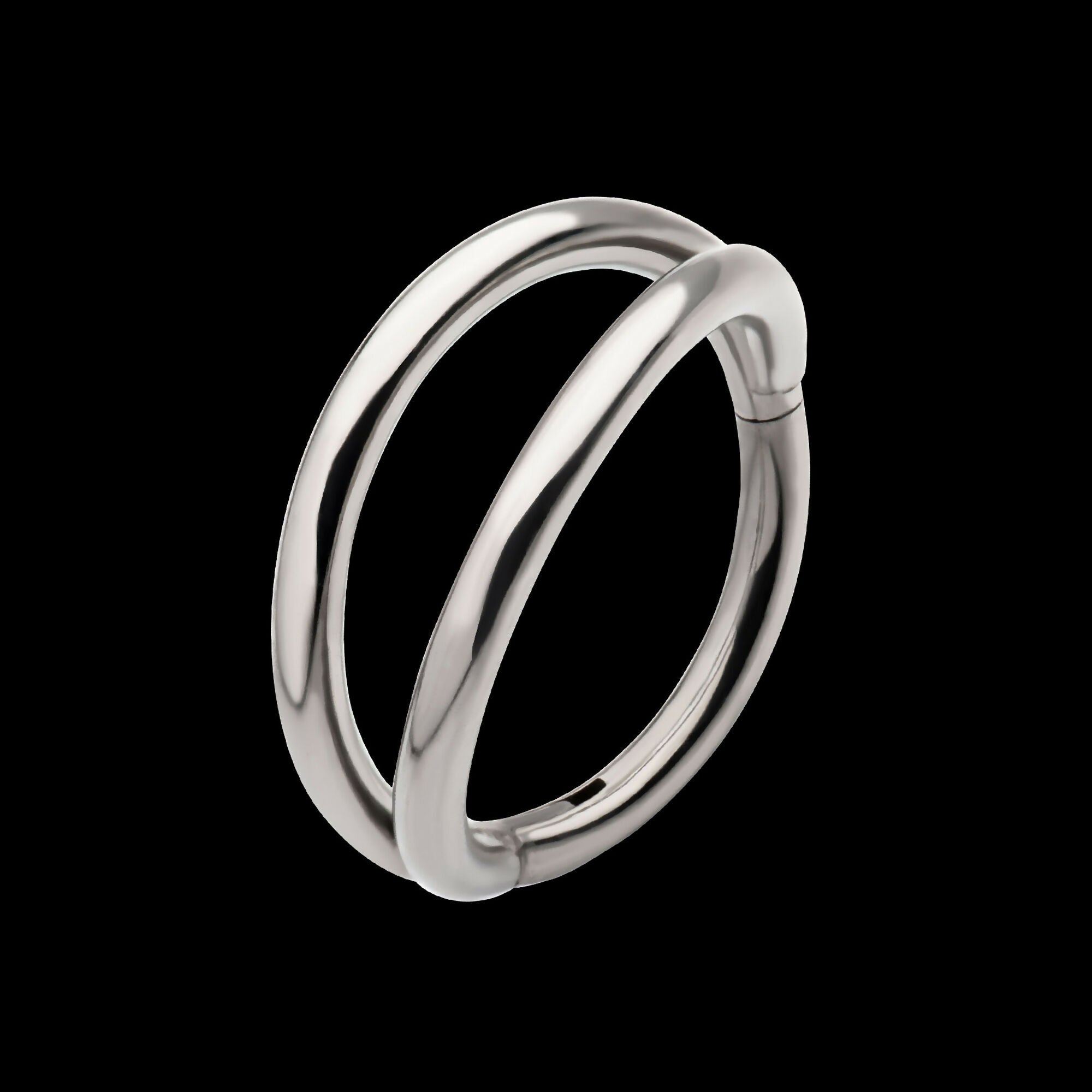Double Hoop Side Facing Hinged Segment Clicker Earring / Nosering – Titanium