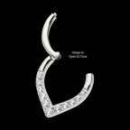 CNC Set Round CZ/Opal Front Facing Teardrop Shape Hinged Segment Clicker Hoop Earring / Nosering – Titanium