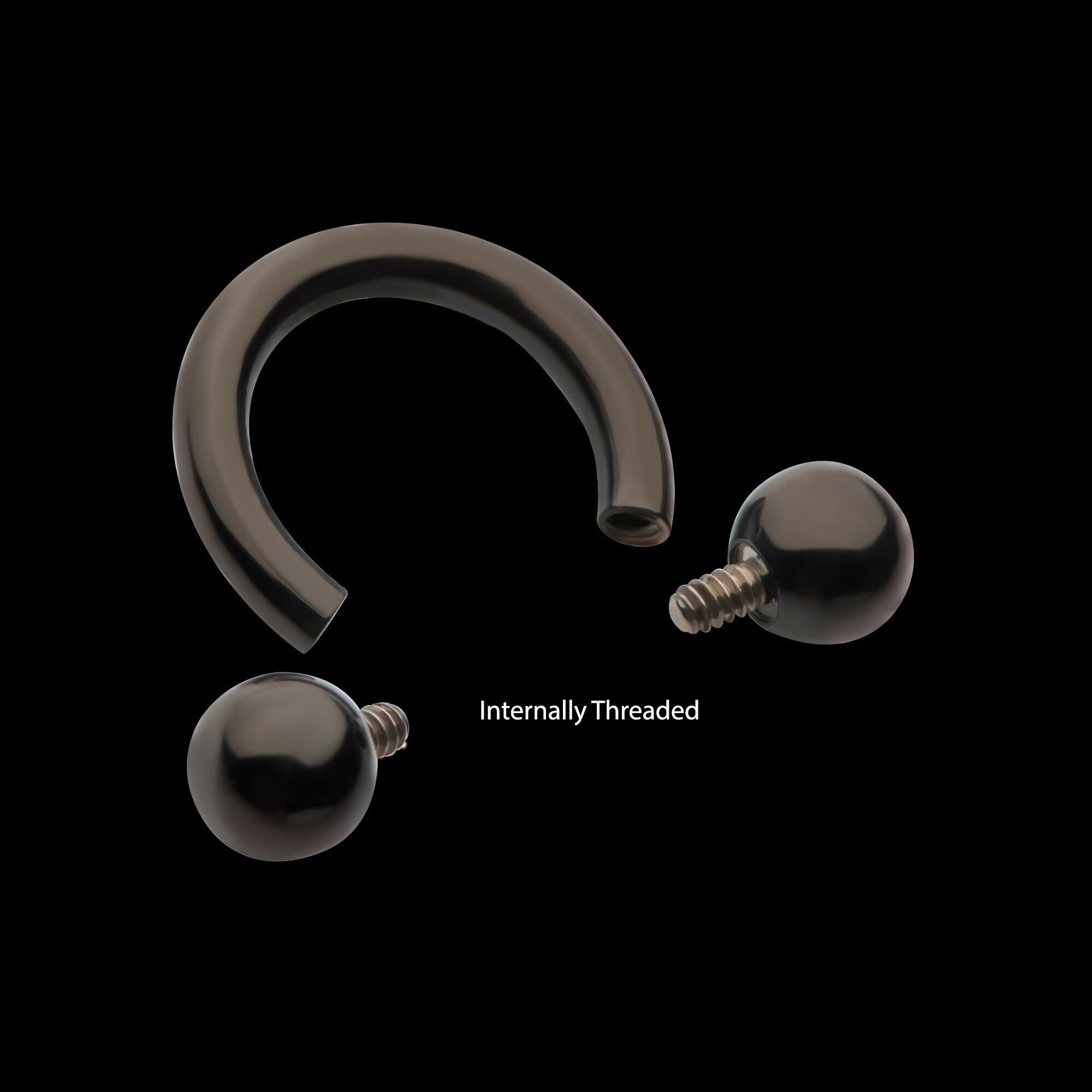 Black PVD Titanium Internally Threaded Circular Barbells Earring / Nosering