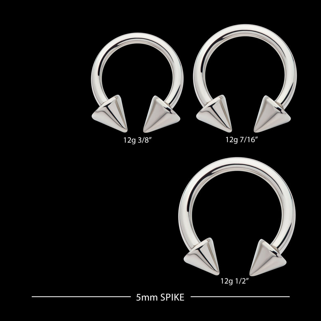 Internally Threaded Spike Ends Circular Barbell Earring / Nosering – Titanium