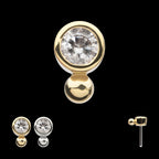 14Kt Gold Threadless 1.75mm Bezel Set Gem & Bead Top