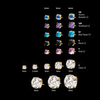 24KT Gold PVD Titanium Threadless Low Profile 4-Prong Round Gem Top