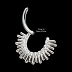 Pronged Round CZ Sun Rays Cluster Front Facing Hinged Segment Clicker Hoop Earring / Nosering – Titanium