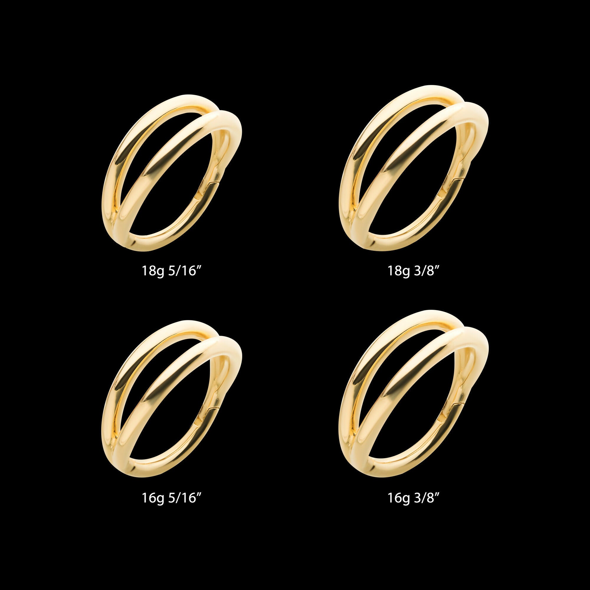 Double Hoop Side Facing Hinged Segment Clicker Earring / Nosering – 14Kt Yellow Gold