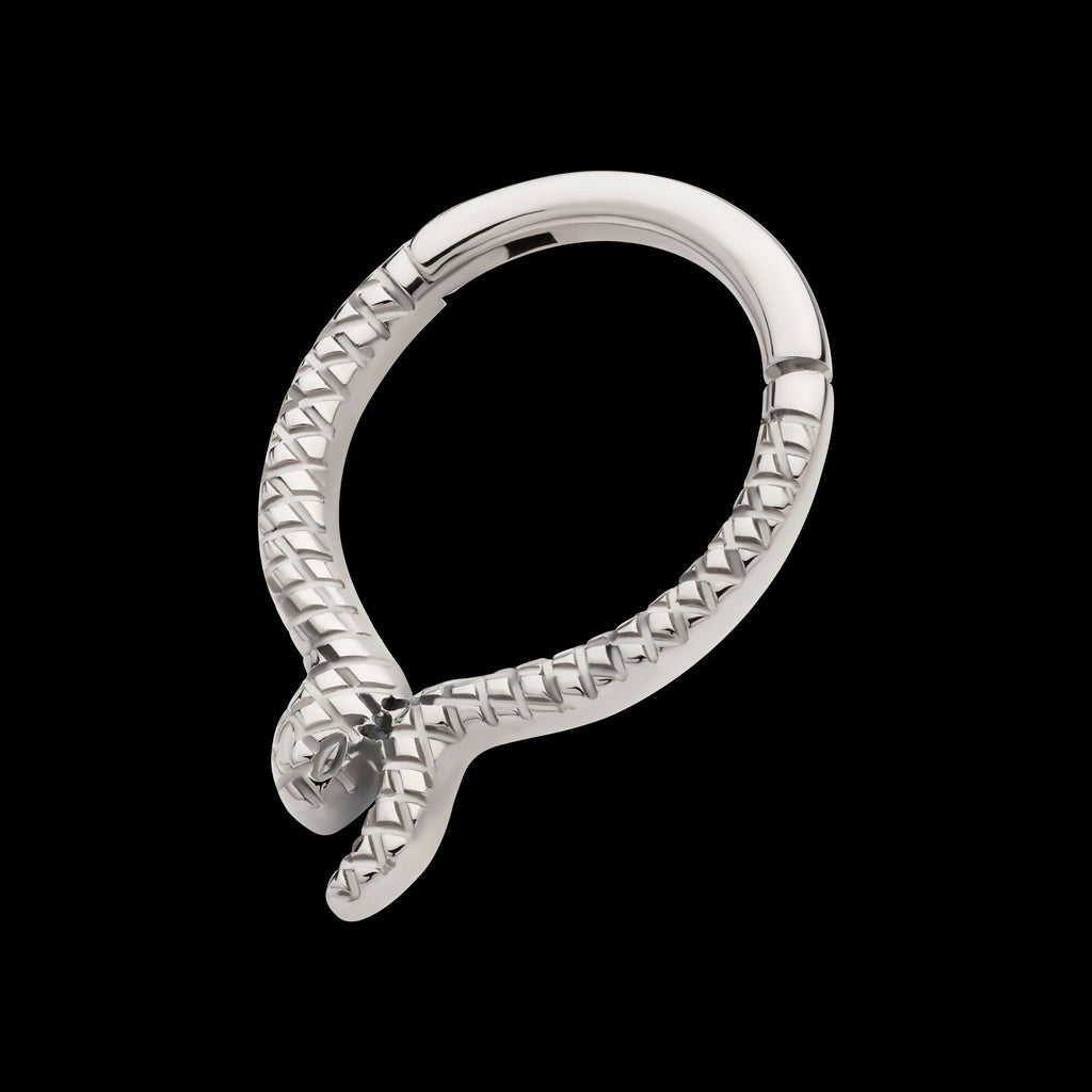 Snake Design Front Facing Hinged Segment Clicker Hoop Earring / Nosering – Titanium