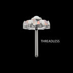 Titanium Threadless with Prong Set Multicolor 7 Rainbow Opal Flower Top