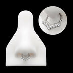 9 Cluster Prong Set Round CZ Chevron Front Facing Hinged Segment Clicker Hoop Earring / Nosering – Titanium