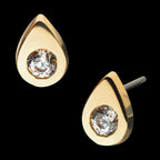 14Kt Yellow Gold Threadless Bezel Set Gem Teardrop Shape Top