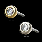 14kt Gold Threadless Bezel Set Clear CZ Top