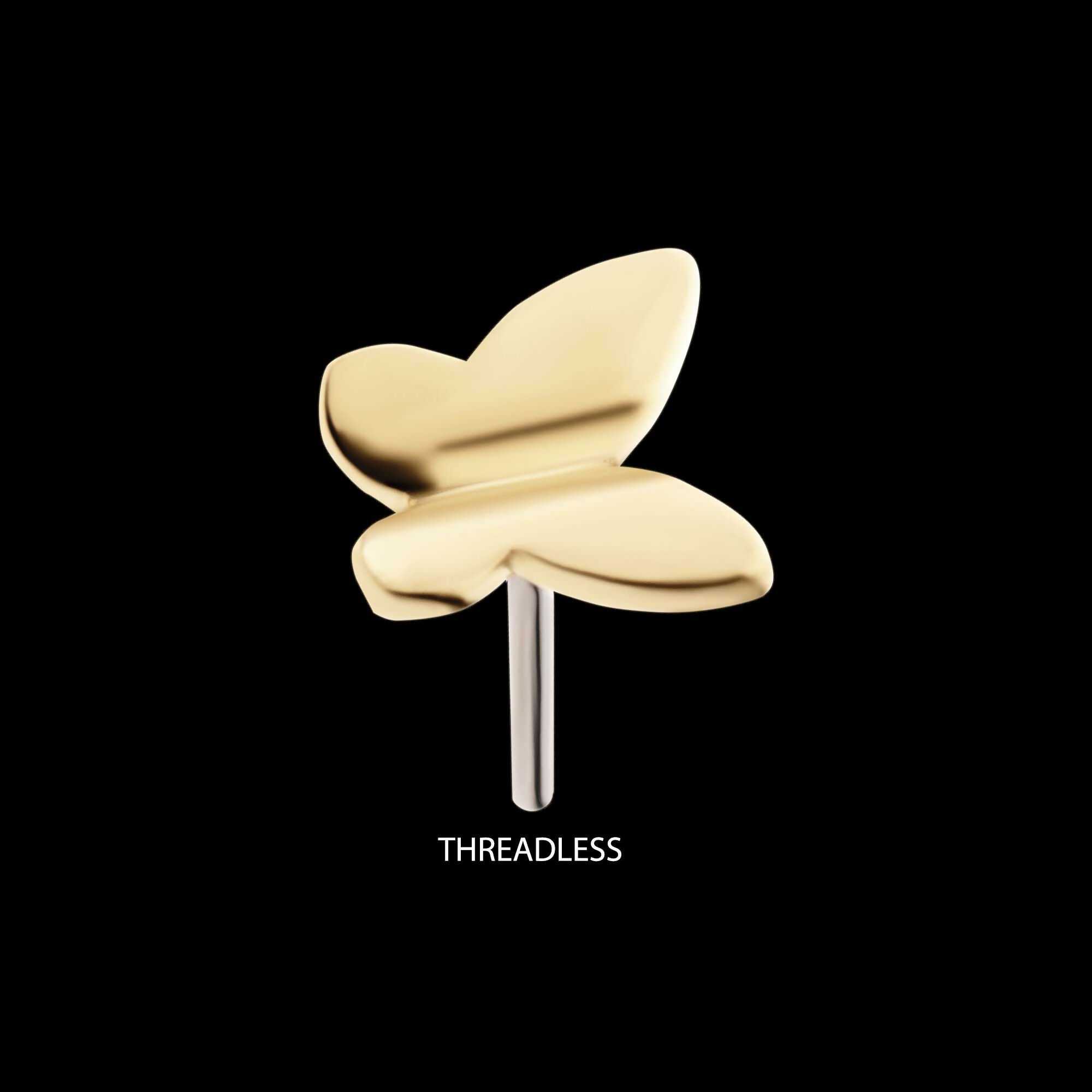 14Kt Gold Threadless 3D Butterfly Top