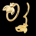 Bee Design Side Facing Hinged Segment Clicker Hoop Earring / Nosering – 14Kt Yellow Gold