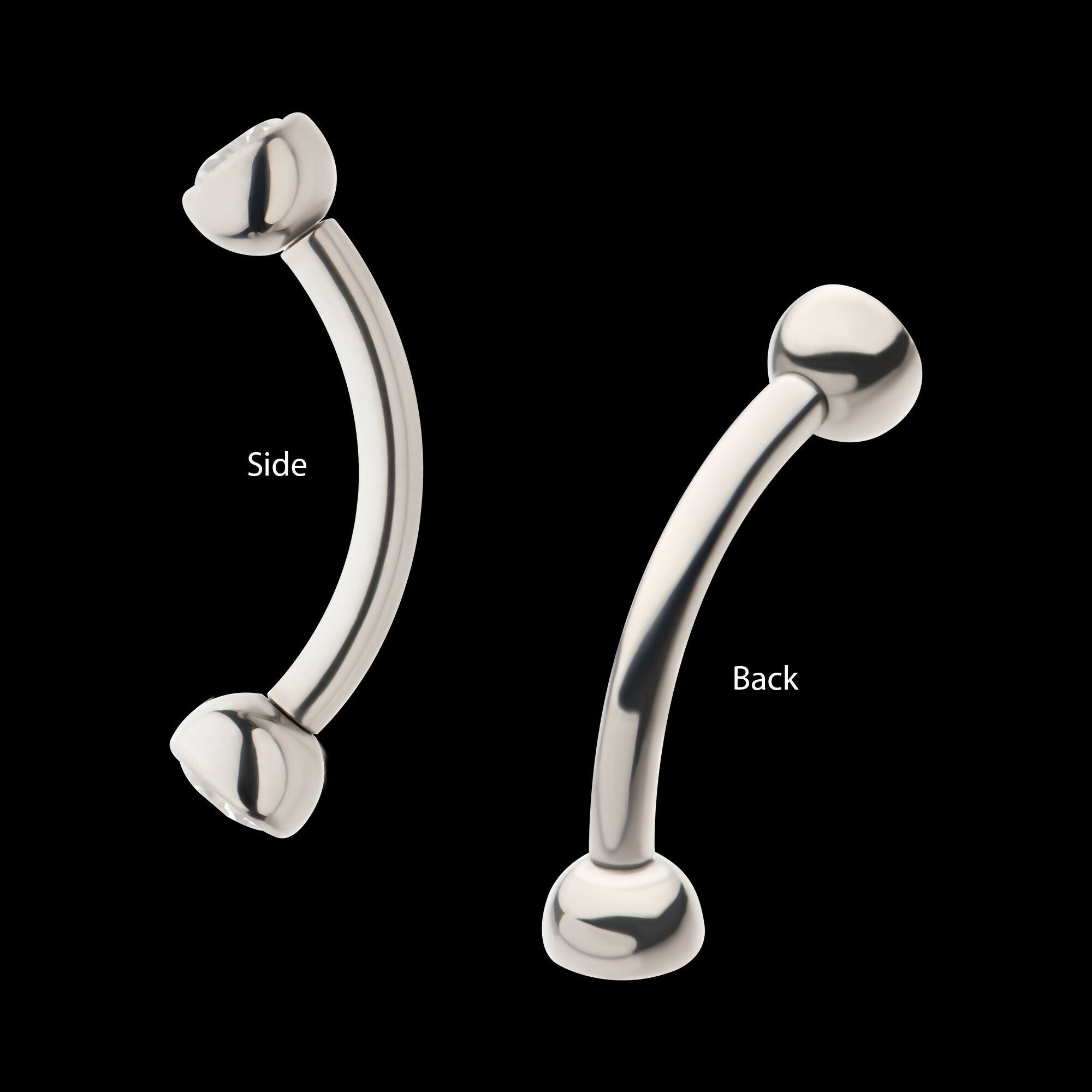 Internally Threaded Double Bezel Gem End Curved Barbell Earring / Nosering – Titanium