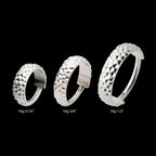 Hammered Pattern Side Facing Hinged Segment Clicker Hoop Earring / Nosering – Titanium