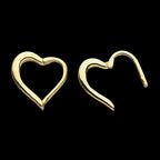 Right Heart Shape Front Facing Hinged Segment Ring Earring / Nosering – 14kt Gold