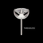 Titanium Threadless Low Profile 4 Prong Round Gem Top