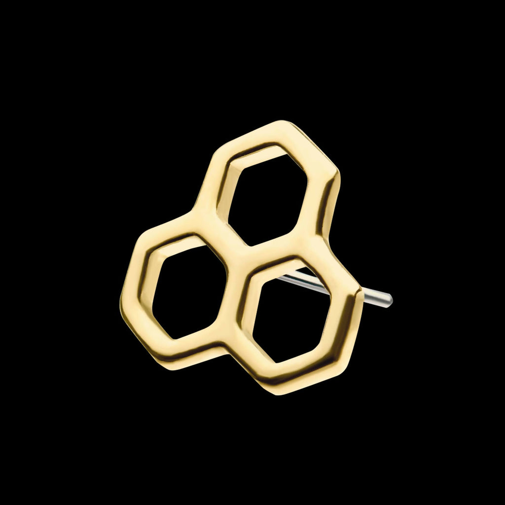 14kt Yellow Gold Threadless with Cut Out Honeycomb Top
