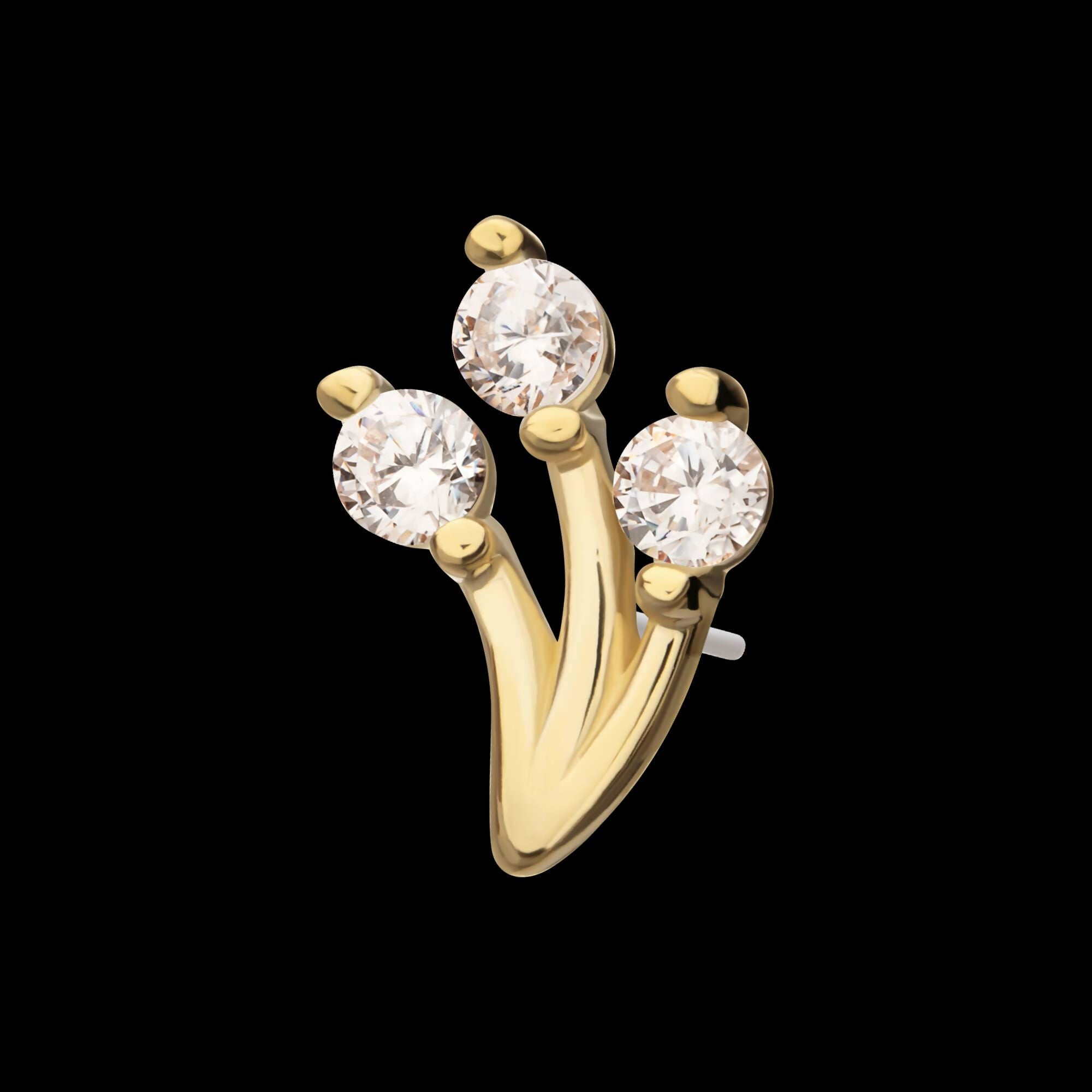 14Kt Yellow Gold Threadless Prong Set Gem Vine Top