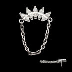 Titanium Threadless 5-Cluster Marquise AAA CZ Top with Dangle Chain