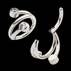 Double Ended Twist Side Facing Hinged Segment Clicker with Bezel Set Clear CZ Hoop Earring / Nosering – Titanium