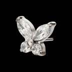 Titanium Threadless Butterfly with Prong Set Round & Marquise Gem Top