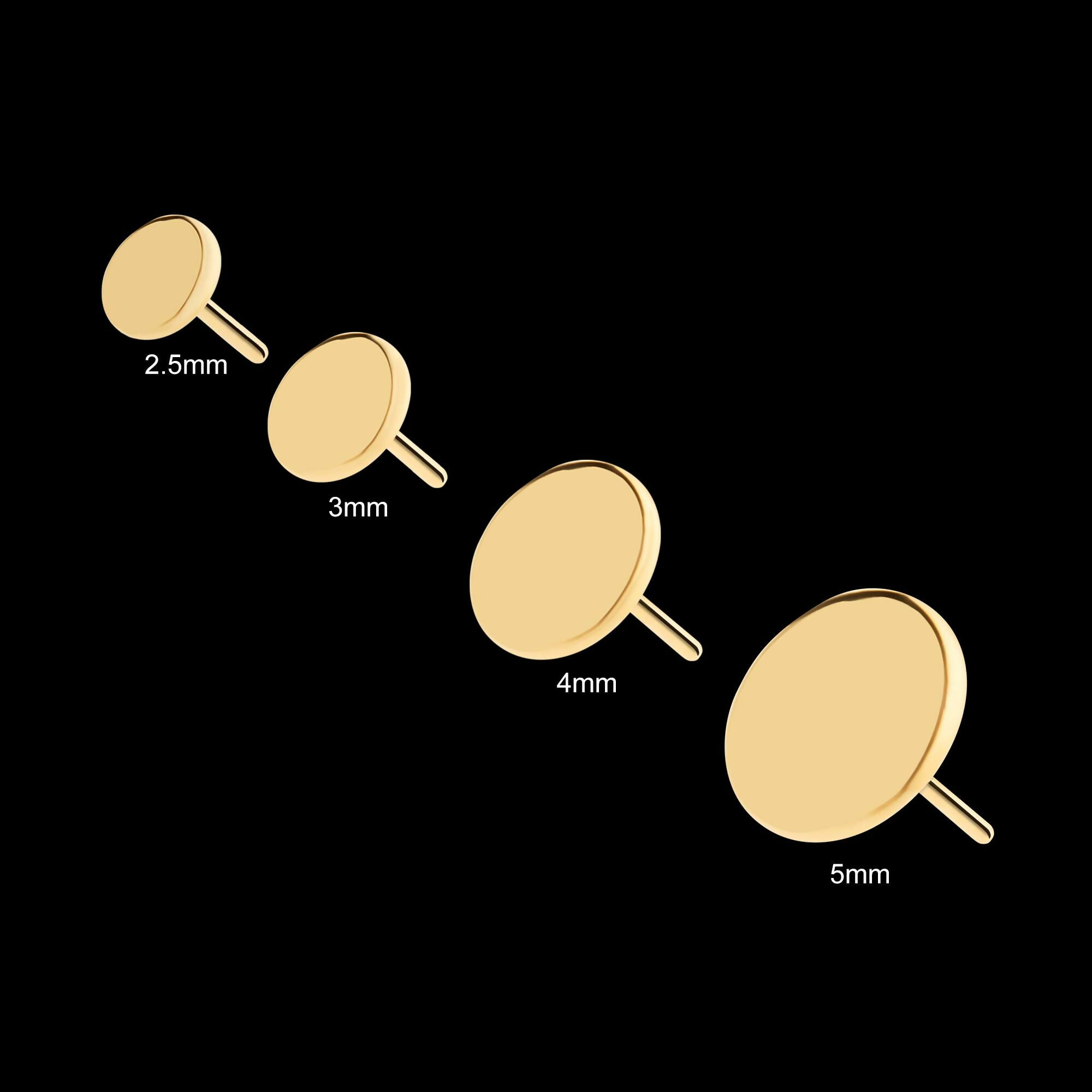 24Kt Gold PVD Titanium Threadless with Flat Disc Top