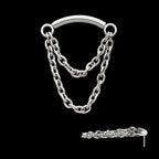 Titanium Threadless 2-Tier Dangle Chain Curved Bar Top