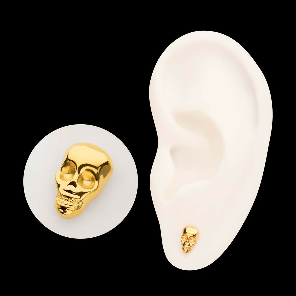 24KT Gold PVD Titanium Threadless 3D Skull Head Top