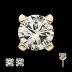 14Kt Gold Threadless Top with 4-Prong Round Lab-Grown