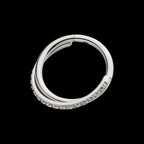 Crisscross with CZ Side Facing Hinged Segment Clicker Hoop Earring / Nosering – Titanium