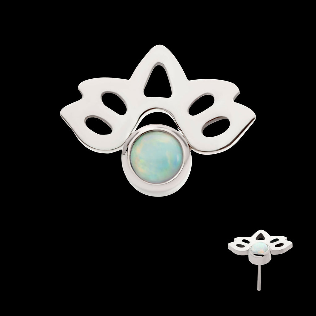 Titanium Threadless with Bezel Set Opal Lotus Flower Top
