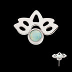 Titanium Threadless with Bezel Set Opal Lotus Flower Top