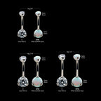 Prong Set Round AAA CZ/Synthetic Opal Detachable Top and Fixed Bottom Navel Curve Earring / Nosering – Titanium