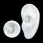5-Cluster Marquise CZ/Stone Front Facing Hinged Segment Clicker Hoop Earring / Nosering – Titanium