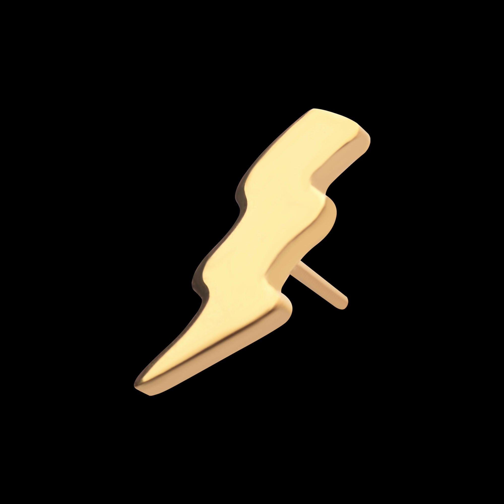 24KT Gold PVD Titanium Threadless with Tall Lightning Bolt Top