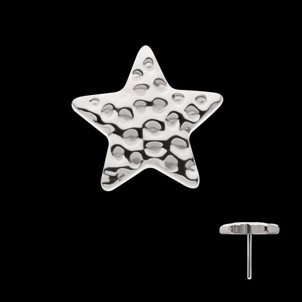 Titanium Threadless Hammered Star Top