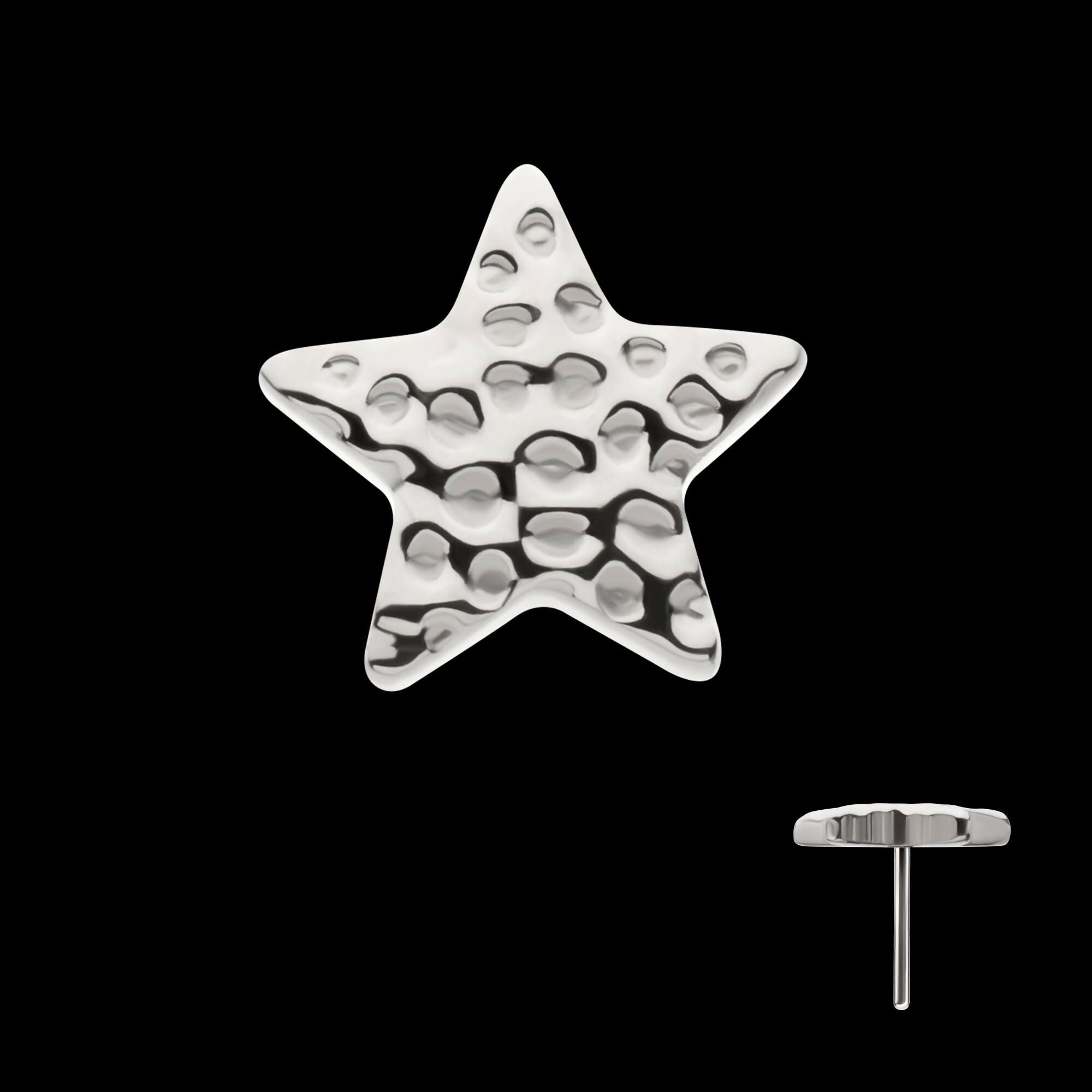 Titanium Threadless Hammered Star Top