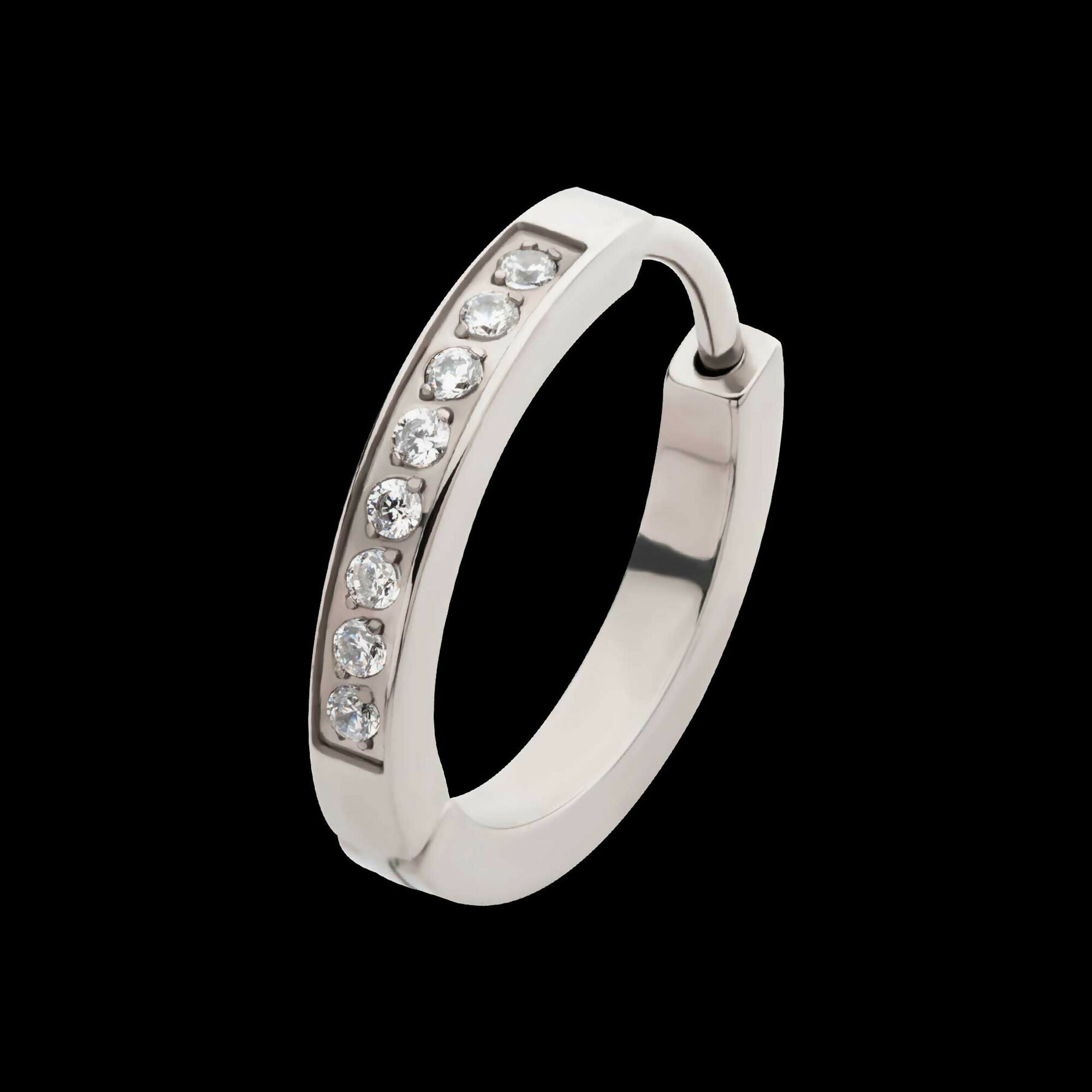 20g Titanium Clear CZ Hinged Huggie Earrings