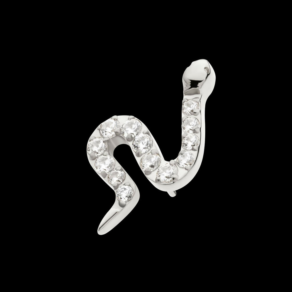 Titanium Threadless Pave Set 13 Clear CZ Snake Top