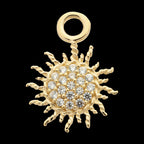 14Kt Yellow Gold Sunburst with Pave Set CZ Charm