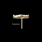 14Kt Gold Threadless Prong Set Teardrop & Triple Round Gem Top