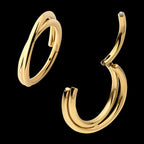 24Kt Gold PVD Titanium Double Hoop Side Facing Hinged Segment Clicker Earring / Nosering
